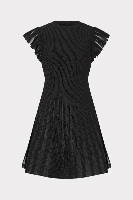 Mini dresses with fringe for a bohemian style Sheer Flutter Sleeve Knit Mini Dress