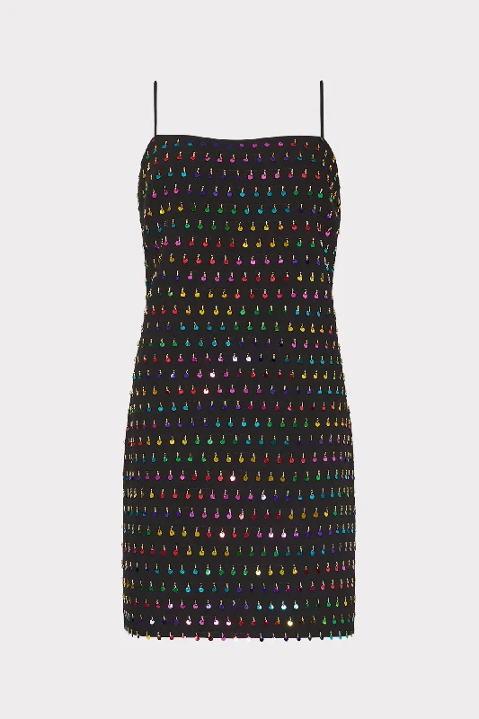 Leather mini dresses for a edgy style Colette Beaded Sequin Mini Dress