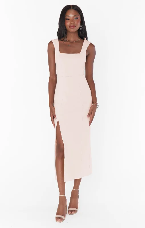 Midi dresses with pleated skirts for a timeless and elegant appeal Eden Midi Dress ~ Dusty Blush Stretch Midi dresses with pleated skirts for a timeless and elegant appeal Eden Midi Dress ~ Dusty Blush Stretch