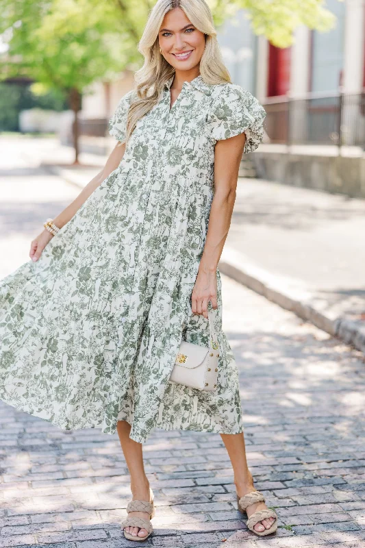 Midi dresses with animal prints for a bold and confident appearance Perfect For You Olive Green Toile Button Down Midi Dress Midi dresses with animal prints for a bold and confident appearance Perfect For You Olive Green Toile Button Down Midi Dress