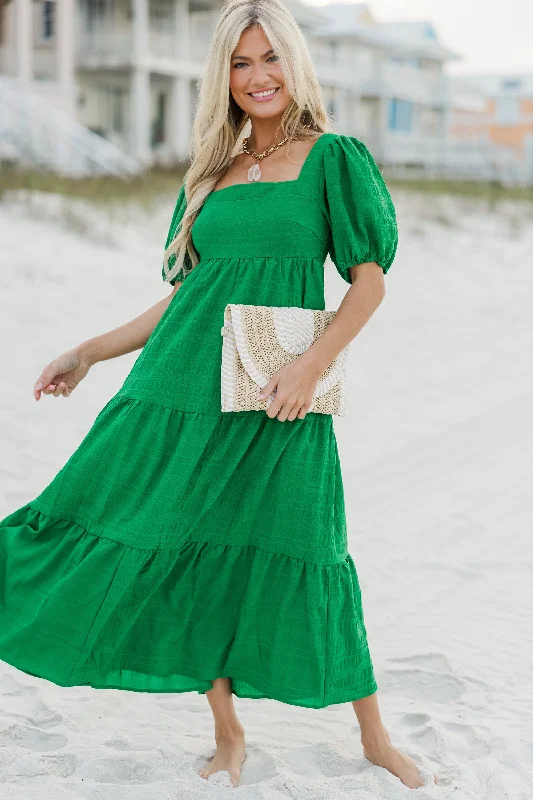 Midi dresses with pleated bodices for a classic and tailored look Think About It Kelly Green Midi Dress Midi dresses with pleated bodices for a classic and tailored look Think About It Kelly Green Midi Dress