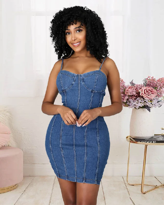 Mini dresses with side slits for a sexy appeal Billie Jean Denim Dress