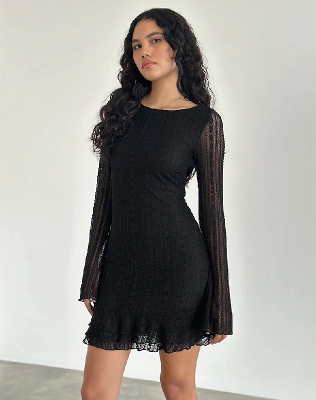 Sheer mini dresses with lace inserts Janawa Backless Mini Dress in Lace Black