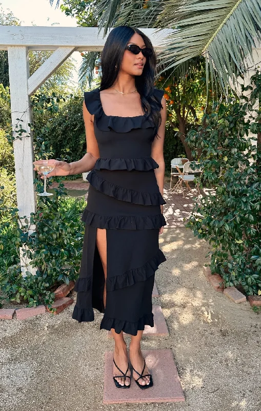 Midi dresses with halter necks for a stylish and comfortable option Greta Dress ~ Black Stretch Midi dresses with halter necks for a stylish and comfortable option Greta Dress ~ Black Stretch