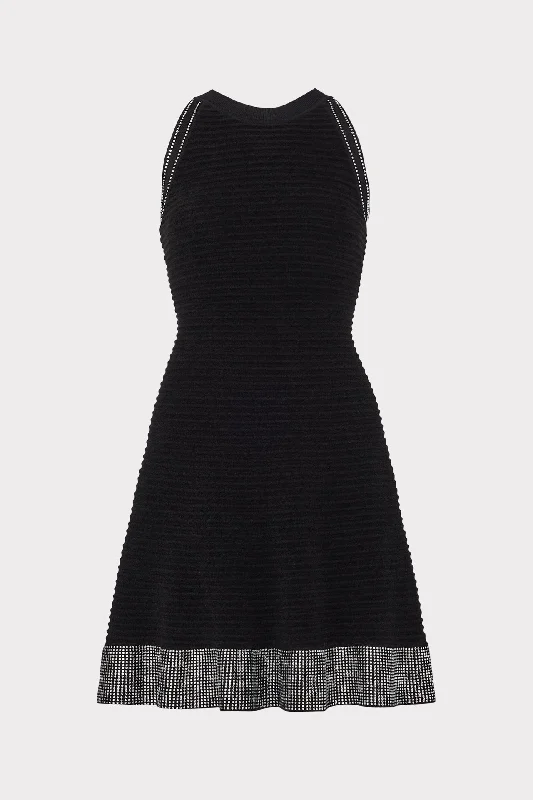 Mini dresses with spaghetti straps for a delicate look Crystal Trim Knit Mini Dress