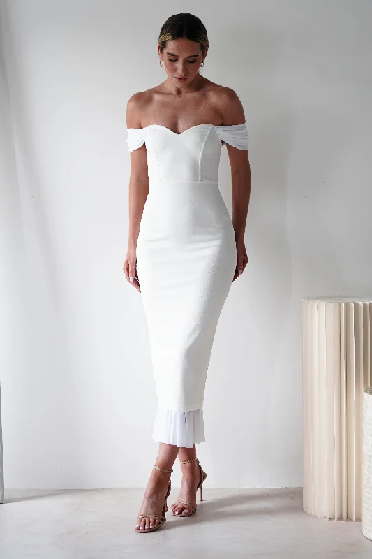 Midi dresses with lace - up fronts for a unique and adjustable style Jennifer Bodycon Midi Dress | White Midi dresses with lace - up fronts for a unique and adjustable style Jennifer Bodycon Midi Dress | White