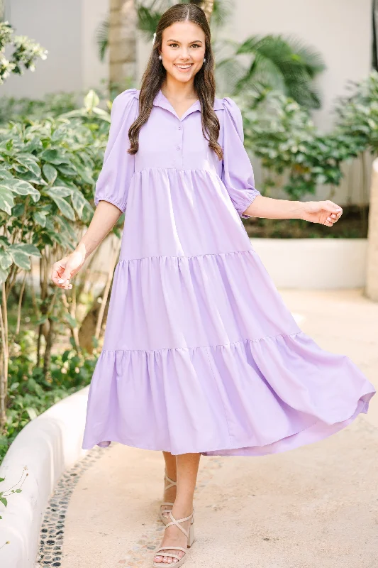 Midi dresses with halter necks for a stylish and comfortable option Love Found Lavender Purple Tiered Midi Dress Midi dresses with halter necks for a stylish and comfortable option Love Found Lavender Purple Tiered Midi Dress