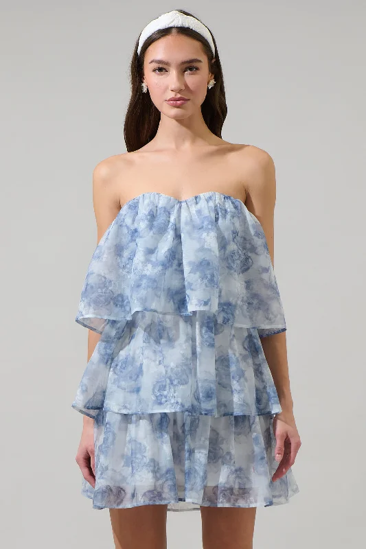 Cotton mini dresses for a comfortable everyday option Denny Strapless Organza Dress