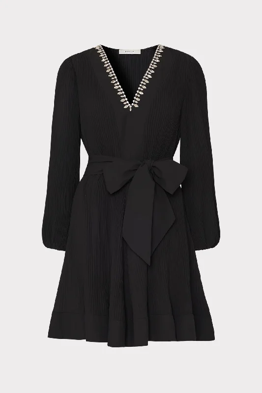 Plaid mini dresses for fall fashion Liv Crystal Embellished Pleated Dress