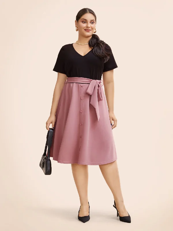 Midi dresses with belted waists to accentuate the figure Supersoft Essentials Two Tone Pocket Patchwork Belted Dress Midi dresses with belted waists to accentuate the figure Supersoft Essentials Two Tone Pocket Patchwork Belted Dress