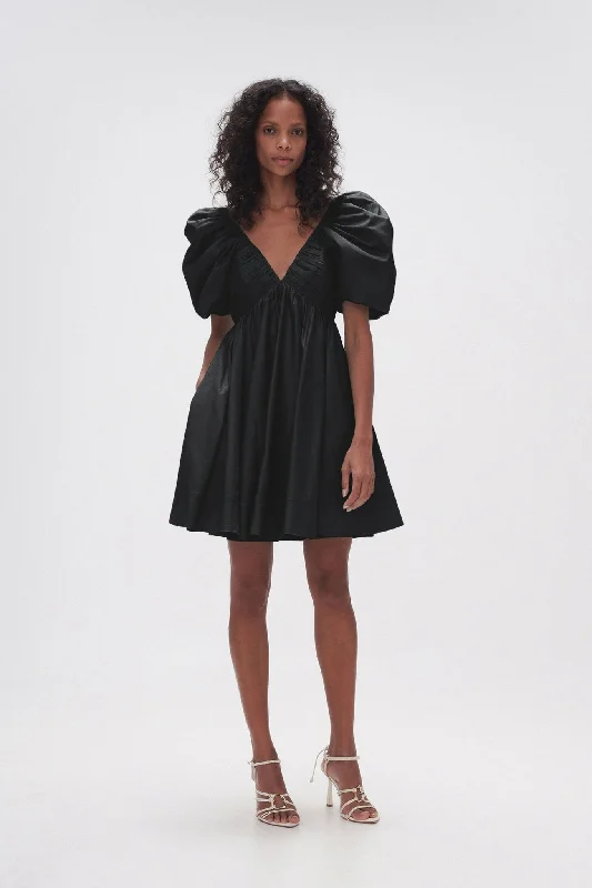 Leather mini dresses for a edgy style Gabrielle Plunge Mini Dress
