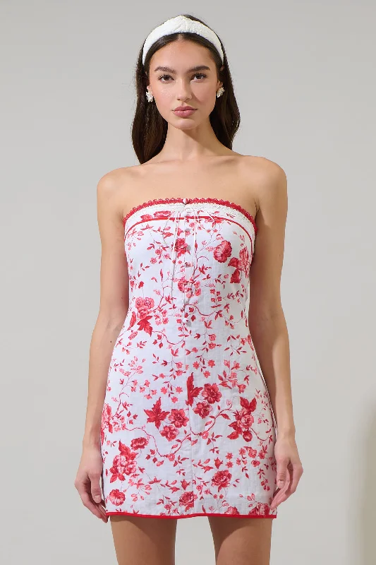 Ruffled mini dresses for a romantic touch Jase Floral Cian Strapless Mini Dress