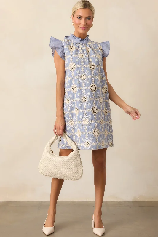 Animal print mini dresses for a bold statement Skyview Serenity Cotton Dusty Blue Embroidered Mini Dress Animal print mini dresses for a bold statement Skyview Serenity Cotton Dusty Blue Embroidered Mini Dress