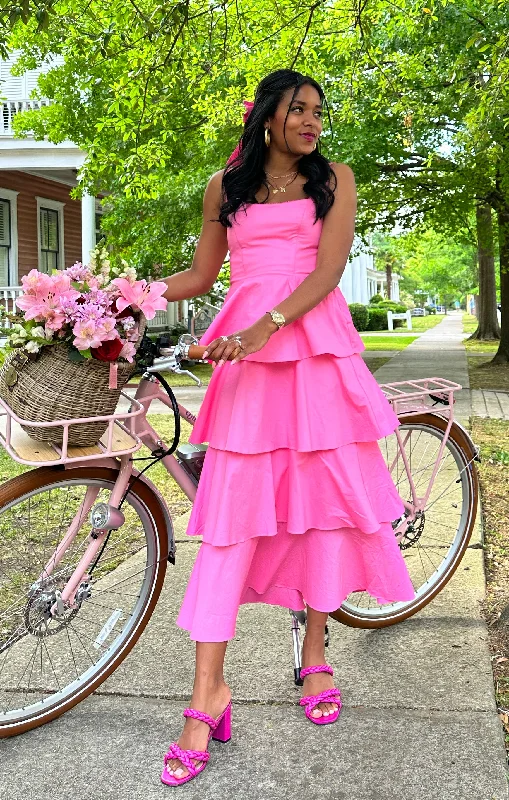 Midi dresses with polka dot prints for a playful summer outfit Meg Midi Dress ~ Pinck Poplin