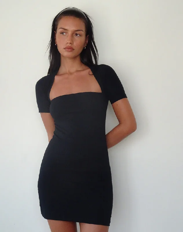 Mini dresses with criss - cross backs for a flirty look Drequa Mini Dress in Black