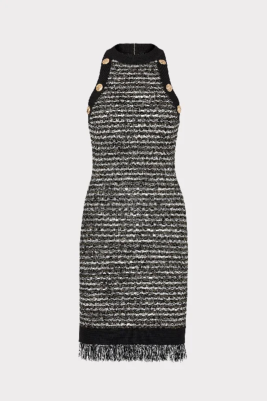 Mini dresses with off - the - shoulder styles Halter Textured Fringe Knit Mini Dress Mini dresses with off - the - shoulder styles Halter Textured Fringe Knit Mini Dress