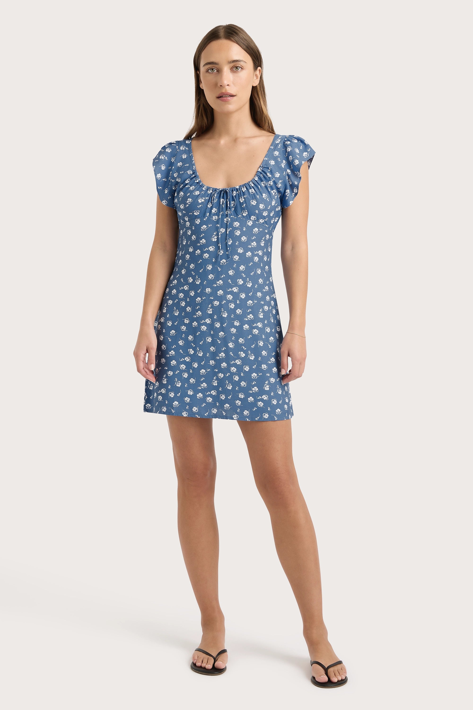 Mini dresses with cut - out details for a trendy look Milau Mini Dress Floral Blue