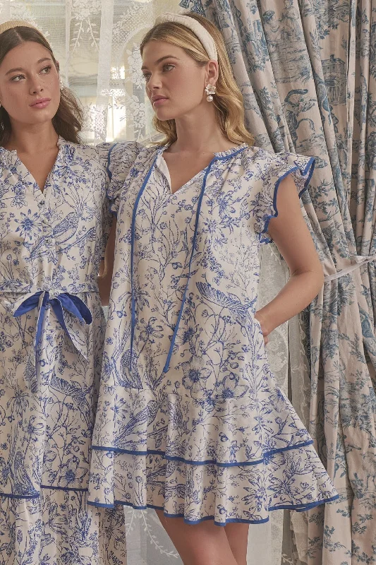 Mini dresses with one - shoulder designs Eve Floral Taris Ruffe Mini Dress