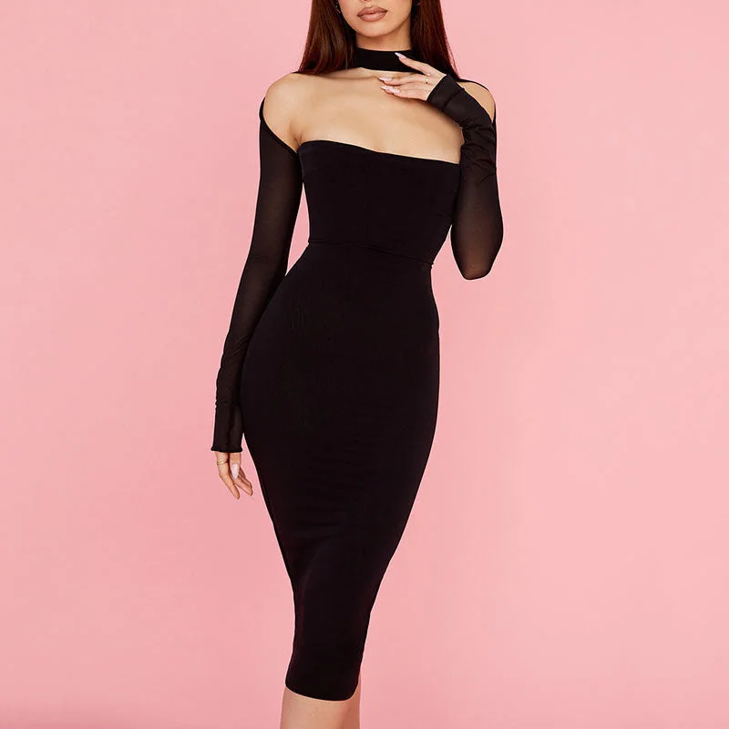 Midi dresses with asymmetric hems for a fashion - forward and dynamic appearance Jane Sleeve Long Dress
