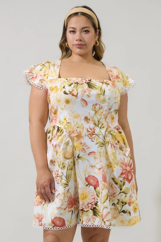 Ruffled mini dresses for a romantic touch Zury Floral Katey Smocked Mini Dress Curve Ruffled mini dresses for a romantic touch Zury Floral Katey Smocked Mini Dress Curve