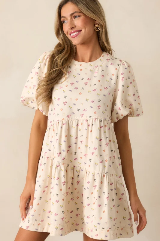 Cotton mini dresses for a comfortable everyday option Gone Dancing Cotton Ivory Floral Mini Dress Cotton mini dresses for a comfortable everyday option Gone Dancing Cotton Ivory Floral Mini Dress