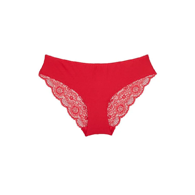 Peony Lace Bum Bikini Brief - Savvy Red