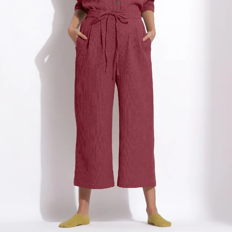 Barn Red Warm Cotton Waffle Calf Length Culottes