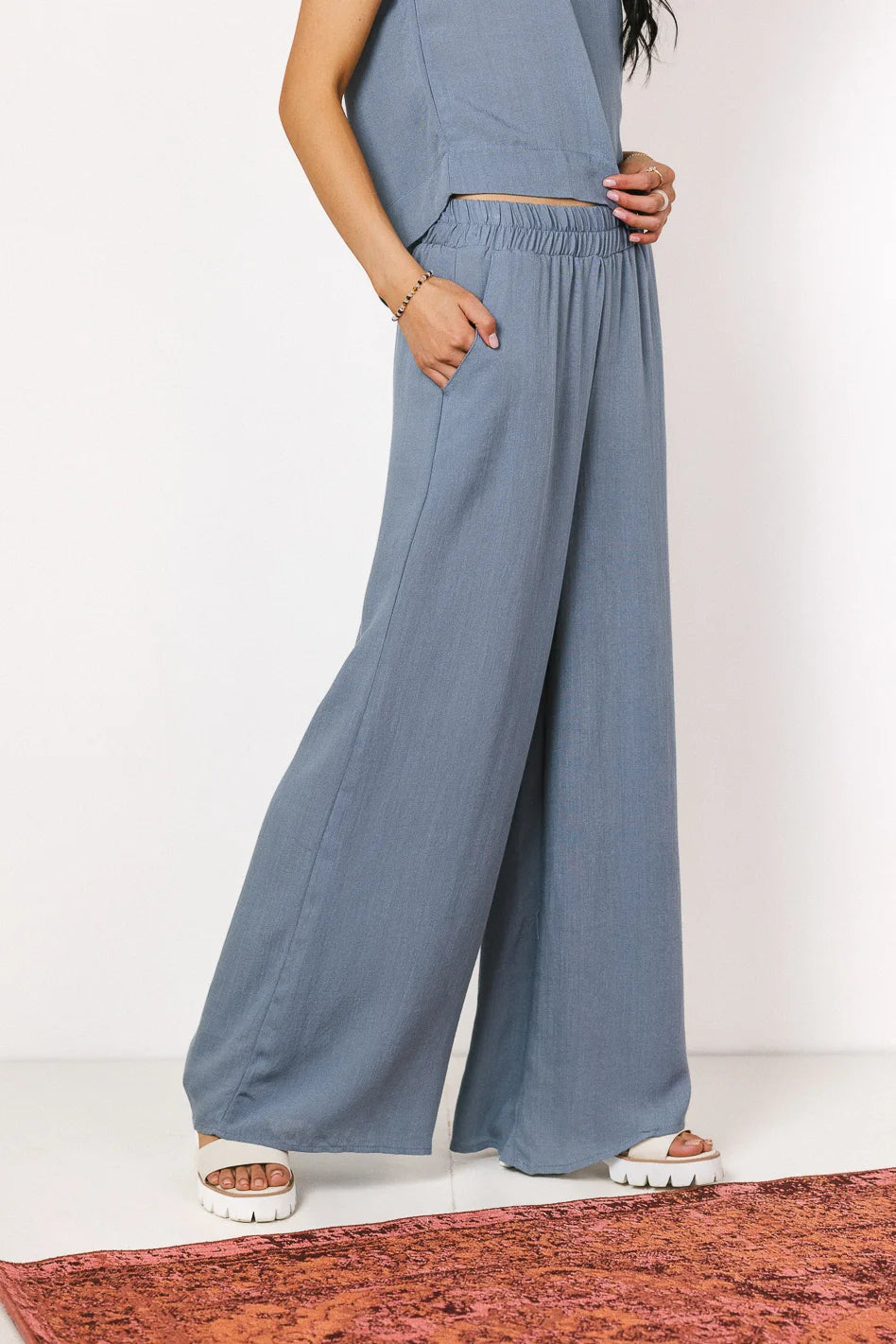 Bell - Bottom Style Women's Denim Pants with Embroidered DetailsMaren Pants in Slate - FINAL SALE Bell - Bottom Style Women's Denim Pants with Embroidered DetailsMaren Pants in Slate - FINAL SALE