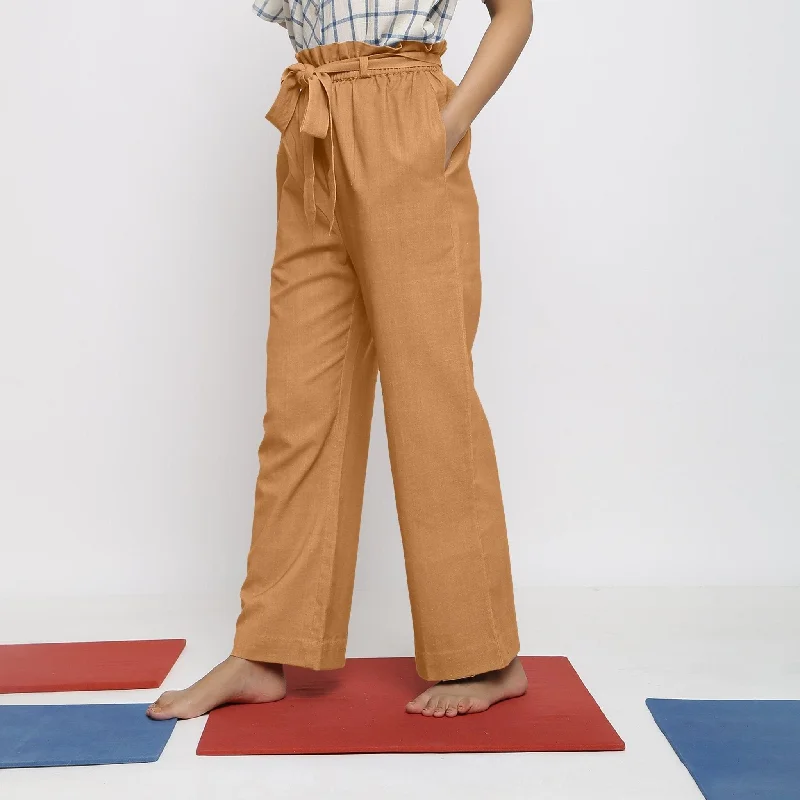 Plus Size Women's Elastic - Waist Culottes in Earth TonesOrange 100% Cotton Elasticated Paperbag Wide Legged Pant Plus Size Women's Elastic - Waist Culottes in Earth TonesOrange 100% Cotton Elasticated Paperbag Wide Legged Pant