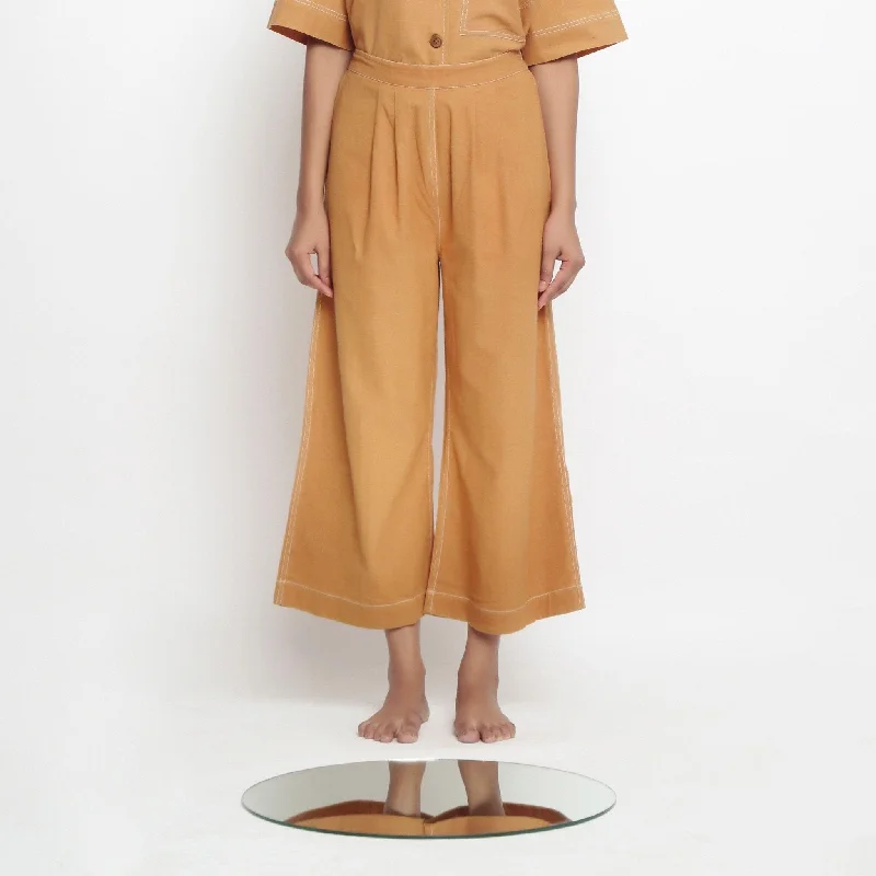 Cigarette Style Women's Printed Linen Blend Pants for Casual DaysOrange 100% Cotton Elasticated Wide Legged Pant Cigarette Style Women's Printed Linen Blend Pants for Casual DaysOrange 100% Cotton Elasticated Wide Legged Pant