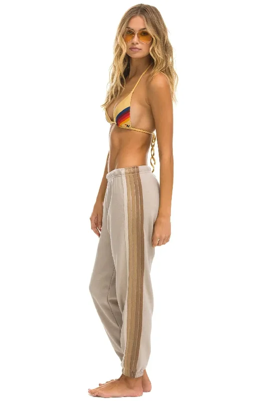 solid color women bikini briefs in pastel shadesAviator Nation Women's 5 Stripe Sweatpants - Sand Tan solid color women bikini briefs in pastel shadesAviator Nation Women's 5 Stripe Sweatpants - Sand Tan