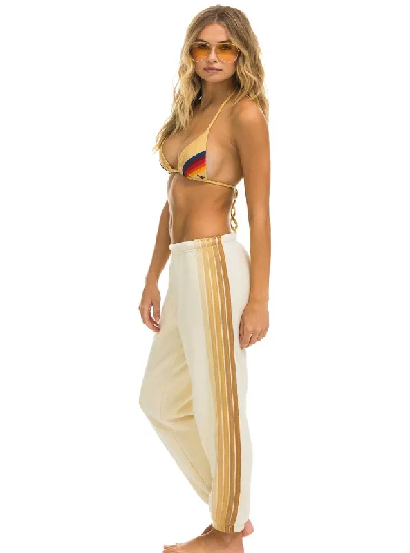 hand wash only women bikini briefs for delicate careAviator Nation Women's 5 Stripe Sweatpants - Vintage White Tan hand wash only women bikini briefs for delicate careAviator Nation Women's 5 Stripe Sweatpants - Vintage White Tan