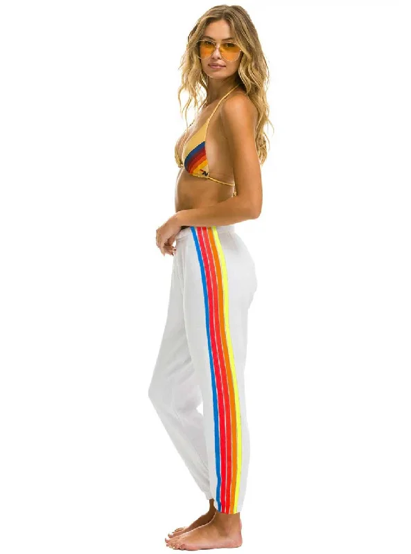 high waisted women bikini briefs for tummy controlAviator Nation Women's 5 Stripe Sweatpants - White Neon Rainbow high waisted women bikini briefs for tummy controlAviator Nation Women's 5 Stripe Sweatpants - White Neon Rainbow