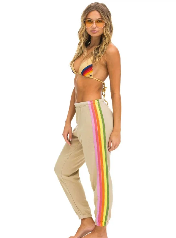 thong style women bikini briefs for minimal coverageAviator Nation Women's 5 Stripe Sweatpants - Sand Tan Pink Green thong style women bikini briefs for minimal coverageAviator Nation Women's 5 Stripe Sweatpants - Sand Tan Pink Green