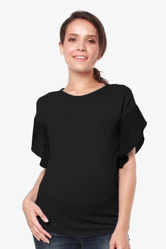 Flutter Sleeves Caela Nursing Top Black