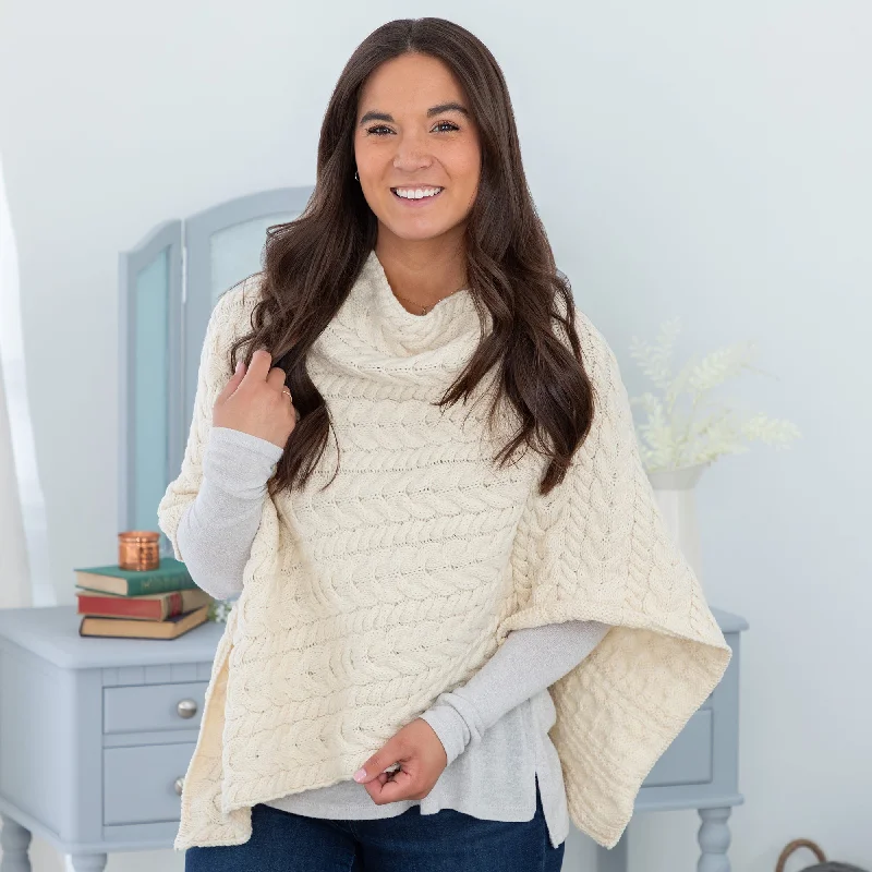 lightweight women cardigan for spring and fallIrish Aran Wool Poncho