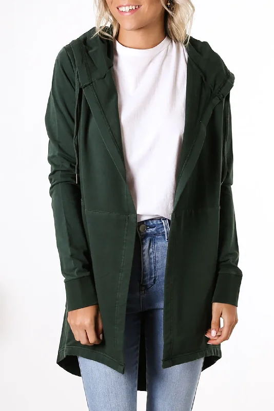 sequin embellished women cardigan for special occasionsAshleigh Hooded Cardi Bottle Green sequin embellished women cardigan for special occasionsAshleigh Hooded Cardi Bottle Green