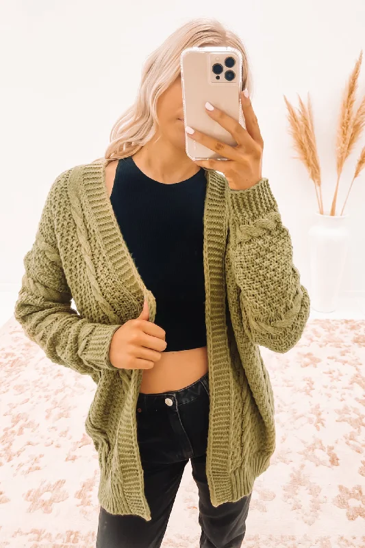 open front women cardigan for easy stylingBrydie Cardigan Green