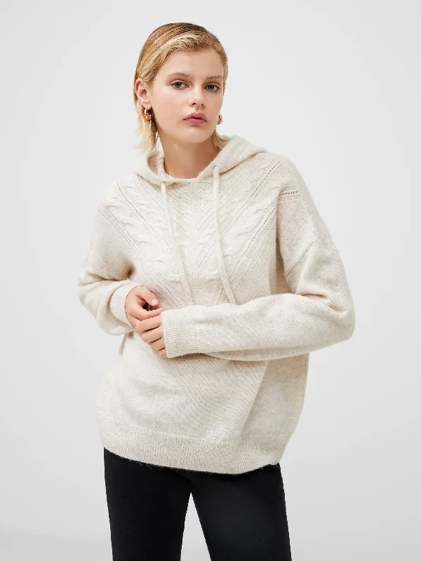 v neck women cardigan to elongate the necklineCable Knit Chevron Hoodie
