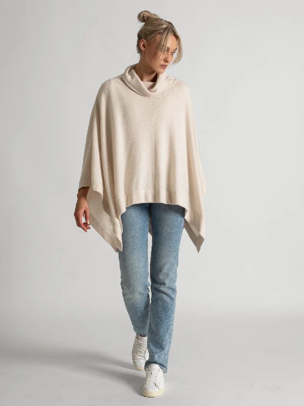 Cashmere poncho "Ylva" - pearl