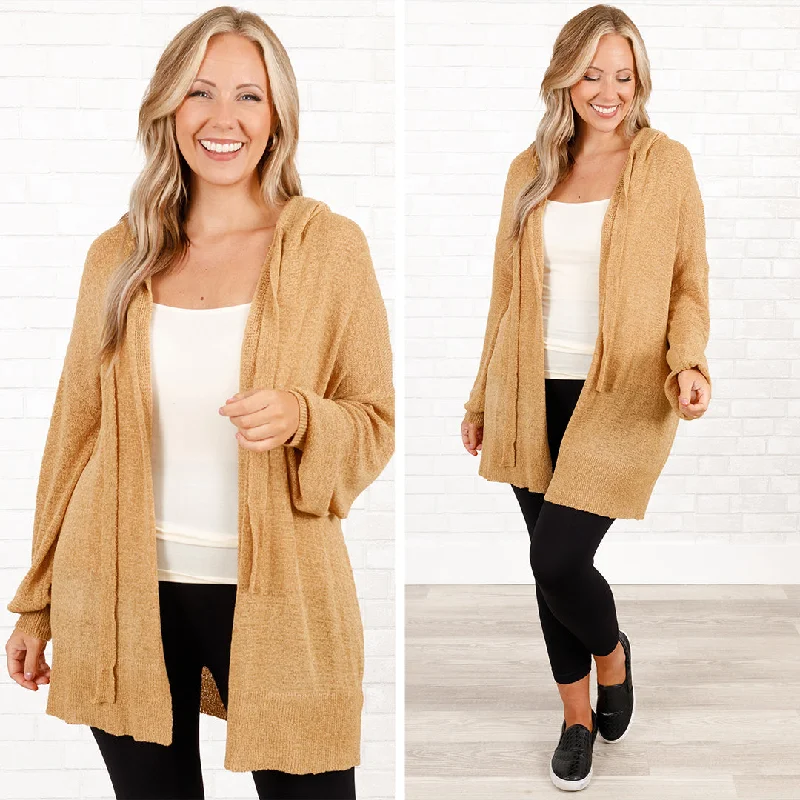 hooded women cardigan for added warmth and styleChill With Me Cardigan, Taupe