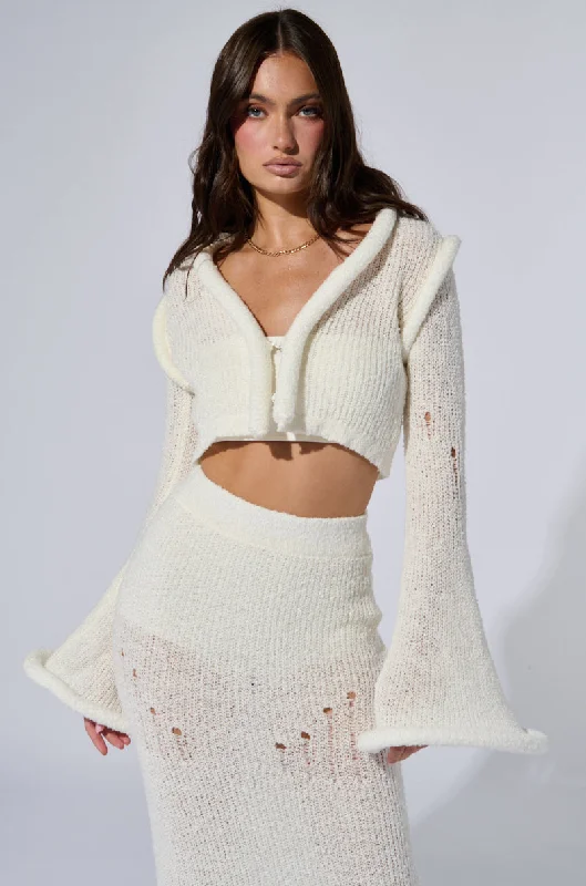long length women cardigan with side slitsCLOSE THE LOOP CARDIGAN
