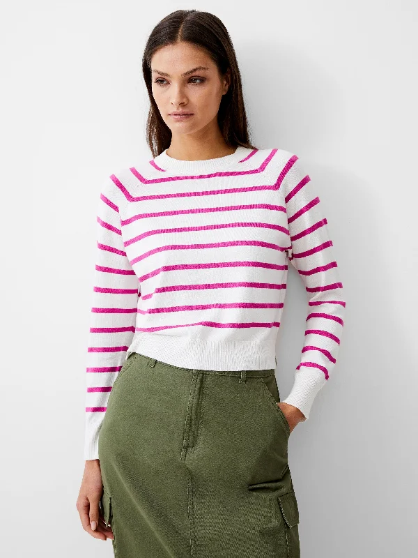 ribbed women cardigan with a classic textureCore Raglan Stripe Crew Neck Jumper