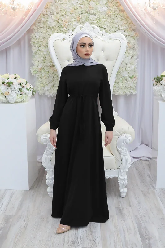 floral print women cardigan for a feminine touchDeluxe Soft Essential Abaya- Black