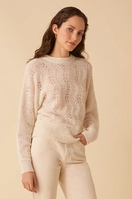 floral print women cardigan for a feminine touchPullover Chas Chase Ecru