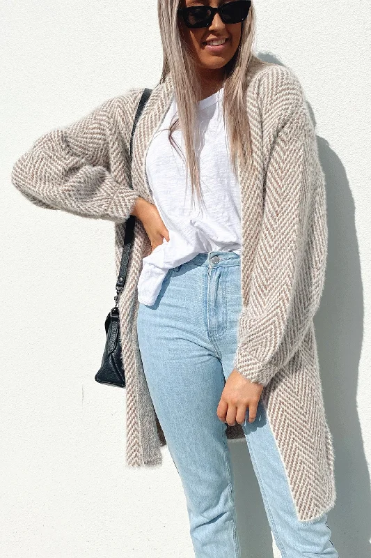 ribbed women cardigan with a classic textureElodie Cardigan Beige
