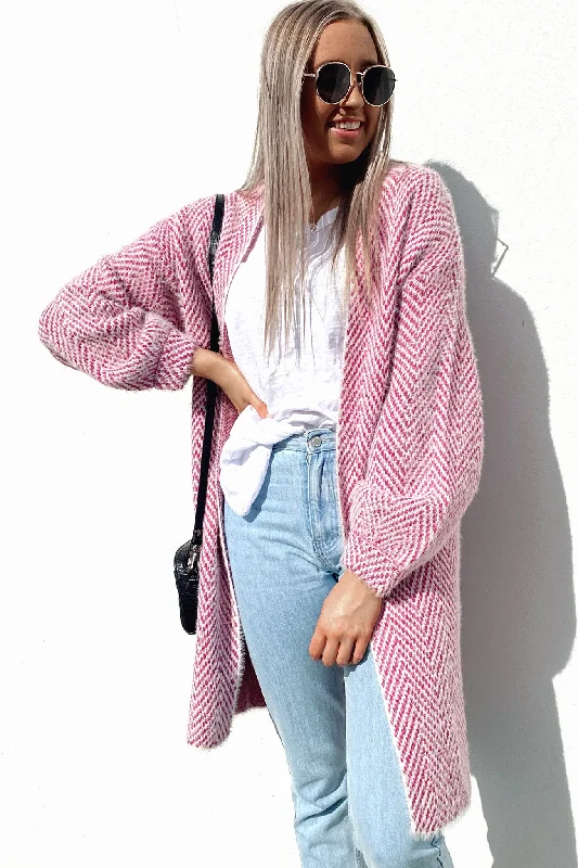 open front women cardigan for easy stylingElodie Cardigan Pink