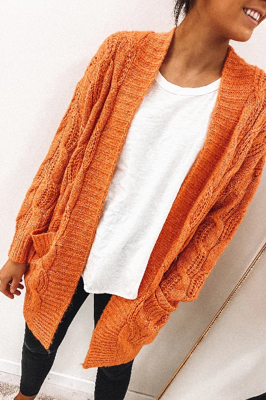 cropped women cardigan to pair with high - waisted jeansGrace Cardigan Papaya
