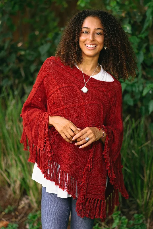 button down women cardigan with vintage buttonsIncredible in Claret Short Knit Poncho in Claret from Thailand button down women cardigan with vintage buttonsIncredible in Claret Short Knit Poncho in Claret from Thailand