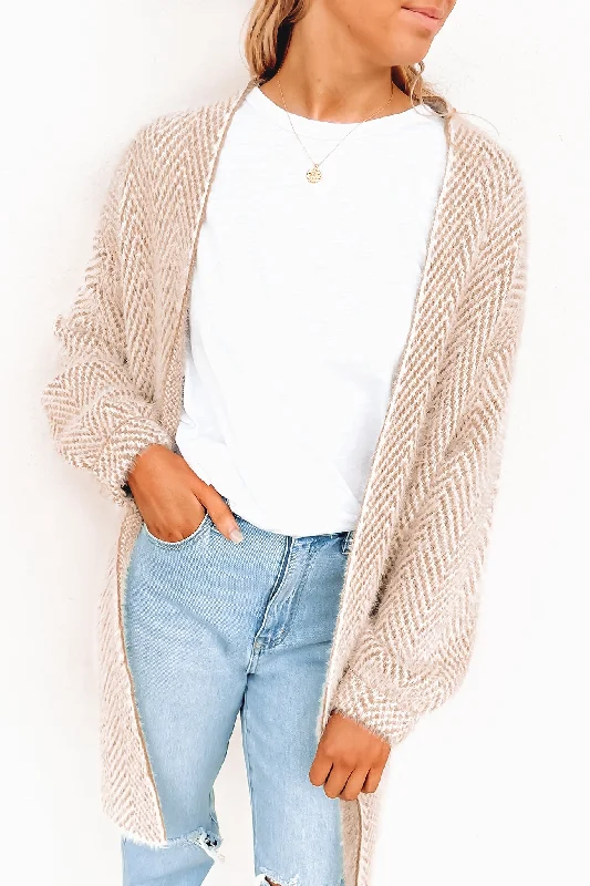 ribbed women cardigan with a classic textureKaylah Cardigan Beige